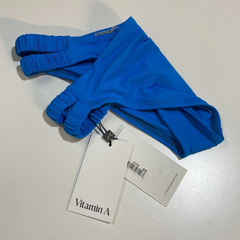 NWT VITAMIN A ZURI turquoise blue double scrunchie sides cut out size S 6